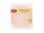 Oven-baked chicken breast slices, low in fat, in packaging.