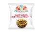 White pouch of sour pickled gherkins with a folk-art inspired floral design.