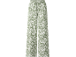 Women's wide-leg trousers with green and white floral pattern, elasticated drawstring waist.