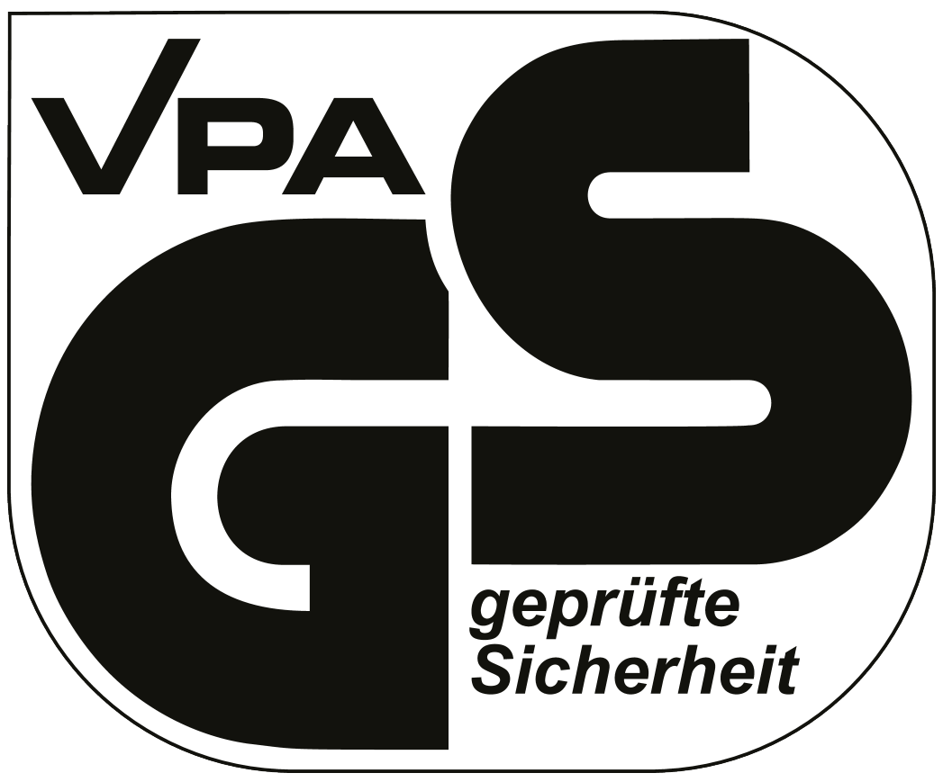 VPA GS certificate: geprüfte Sicherheit (tested safety).