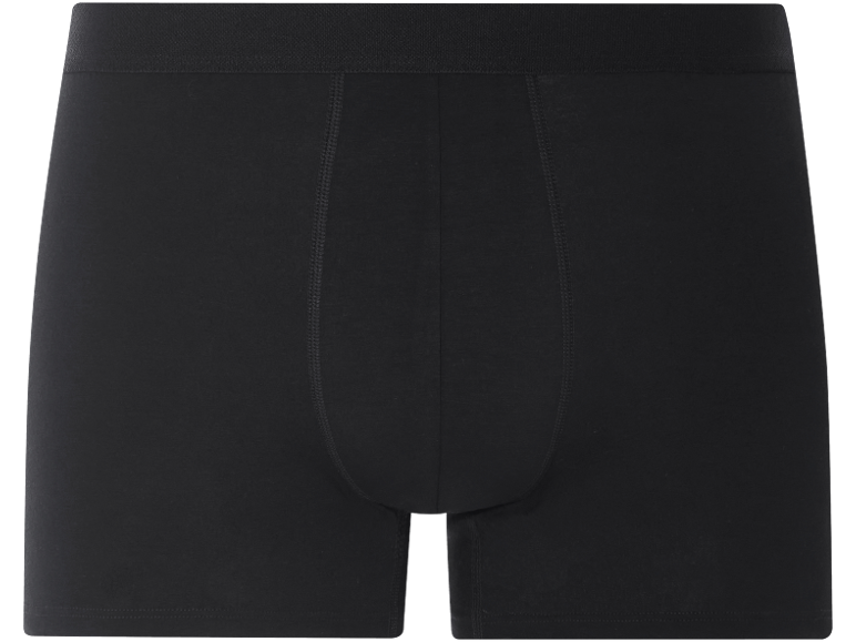 Black men's boxer briefs with an elastic waistband and visible stitching.