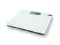 White digital bathroom scale with a display showing '0.0 kg' and a speaker icon.