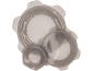 Set of three round, transparent food storage containers with wavy edges.