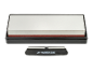 Dual-grit sharpening stone with a sharpening guide