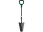 Garden shovel with serrated edges and an ergonomic handle.