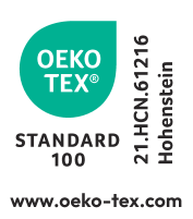 Seal STANDARD 100, 21.HCN.61216 Hohenstein, www.oeko-tex.com