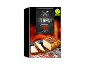 BBQ tofu on the grill with glowing embers, 180g, vegan certified.