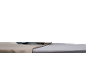 Iron on an ironing board with beige fabric.