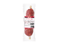 Spicy salami in vacuum packaging, with nutritional label and recycling information.