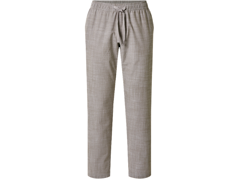 Men's linen and cotton trousers, grey, with a drawstring waist.