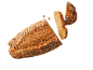Sliced seeded bread with floating slices against a black background.