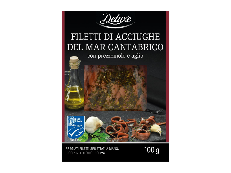 Anchovy fillets from the Cantabrian Sea with parsley and garlic, 100 g