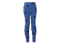 Blue leggings with a black heart pattern for children.