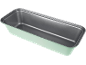 Rectangular mint green loaf pan with non-stick coating.