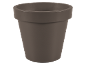Brown flower pot with a wide rim.