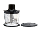 Food processor with a transparent bowl, measuring up to 500ml, and a separate lid.