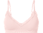 Light pink seamless bra with lace details.