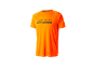 Orange sports t-shirt with the inscription «FUELED BY FITNESS».