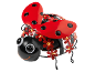 Metal ladybug garden decoration with red flowers and LED lights.