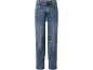 Blue washed jeans with a distressed effect and straight cut.