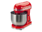 Red stand mixer with a stainless steel bowl and chrome details, featuring the number 1973