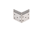 Metal corner brackets with holes for fastening.