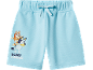 Light blue children's shorts with Bluey and Bingo print and a decorative drawstring.