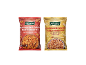 Two packs of cashew and peanut mix: one with chili, the other with honey and salt.