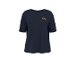 Navy blue T-shirt with golden 'Sea la vie' text on the chest.