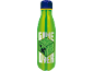 Green water bottle with a blue cap, featuring a pixelated cube design and 'GAME OVER' text.