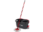 Red and grey spin mop and bucket set with a white and red mop head.