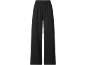 Black wide-leg trousers with an elasticated waist and crinkled texture.