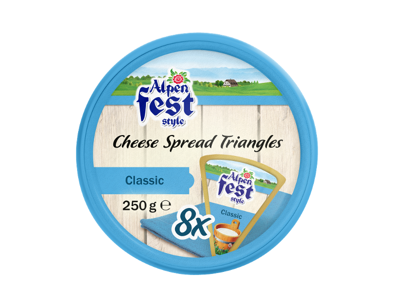 Cheese spread triangles, classic style, 250 g, 8 pieces.