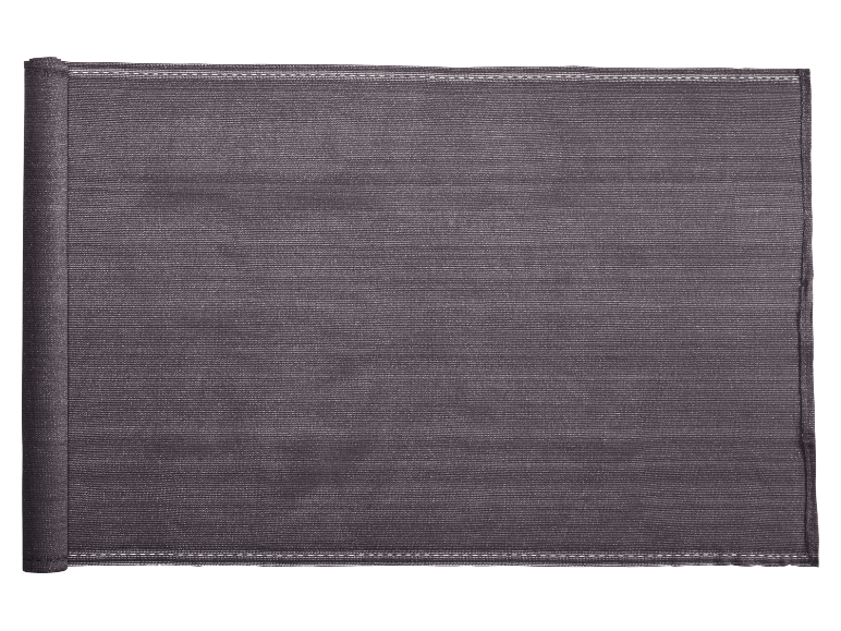 Grey sun shade blind, folded on the left side