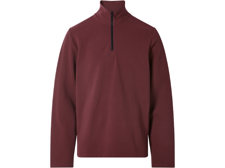 Men's burgundy quarter-zip high-neck sweatshirt