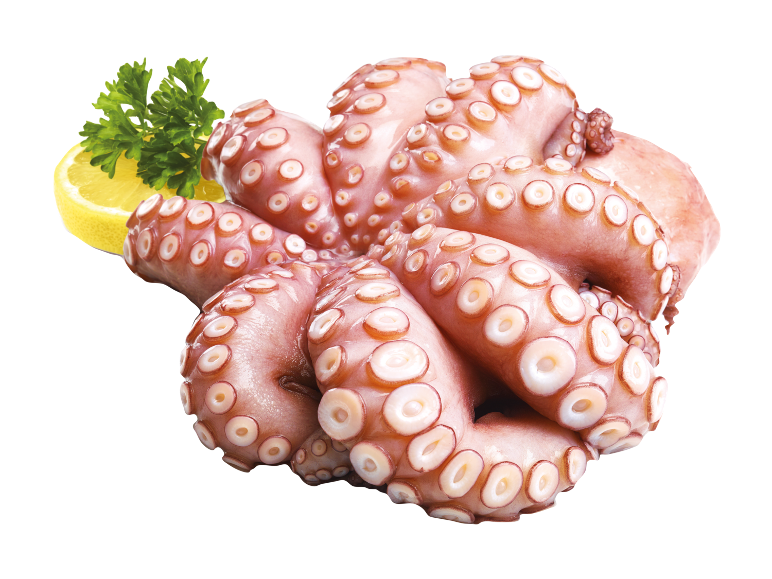 Octopus with lemon and parsley.