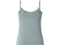Light blue women's camisole with lace trim and adjustable straps.