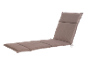 Brown sun lounger cushion with headrest and ties, angled view.
