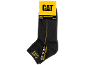 Black robust work sneakers socks with yellow logo and stripe, sizes EU 39-42, UK 6-9.
