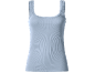 Light blue ribbed camisole with lace details.