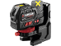Black combination laser level with red accents, with a 12V battery pack not included.