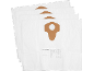 Set of four white vacuum cleaner bags with brown cardboard attachments.