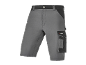 Grey work shorts with black details and a side pocket.