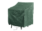 Green protective cover for garden furniture on a black background.