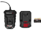 Battery charger, 2.0Ah battery, and a set of screwdriver bits.