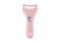 Pink electric callus remover with a silver roller head and a switch.