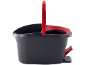Black mop bucket with red wringer and pedal.