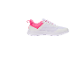 White and pink athletic shoes with mesh details.