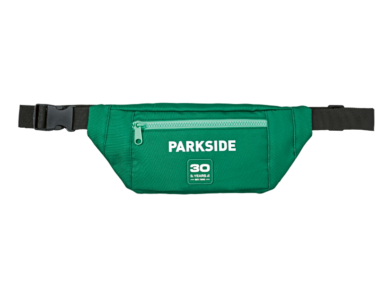 Green fanny pack with zipper and buckle, featuring '30 YEARS - EST. 1994' text.