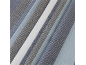 Striped fabric with varying shades of blue, grey, and white, featuring dashed lines.